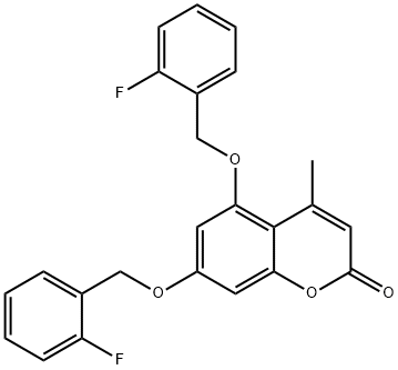 5,7-bis[(2-fluorophenyl)methoxy]-4-methylchromen-2-one 구조식 이미지