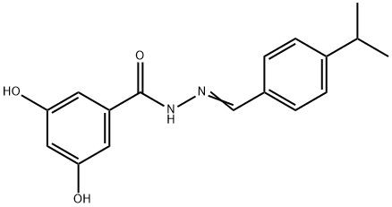 3,5-dihydroxy-N-[(E)-(4-propan-2-ylphenyl)methylideneamino]benzamide Structure