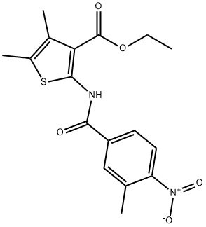 ethyl 4,5-dimethyl-2-[(3-methyl-4-nitrobenzoyl)amino]thiophene-3-carboxylate 구조식 이미지