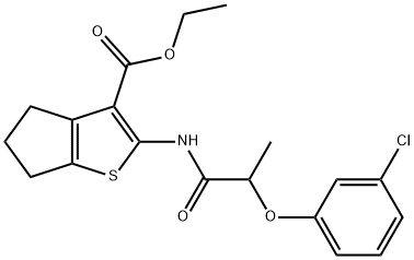 ethyl 2-[2-(3-chlorophenoxy)propanoylamino]-5,6-dihydro-4H-cyclopenta[b]thiophene-3-carboxylate 구조식 이미지