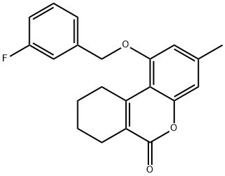 1-[(3-fluorophenyl)methoxy]-3-methyl-7,8,9,10-tetrahydrobenzo[c]chromen-6-one Structure