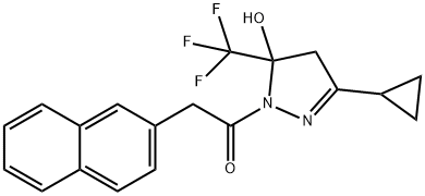 1-[3-cyclopropyl-5-hydroxy-5-(trifluoromethyl)-4H-pyrazol-1-yl]-2-naphthalen-2-ylethanone Structure