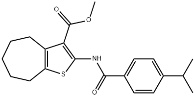 methyl 2-[(4-propan-2-ylbenzoyl)amino]-5,6,7,8-tetrahydro-4H-cyclohepta[b]thiophene-3-carboxylate Structure