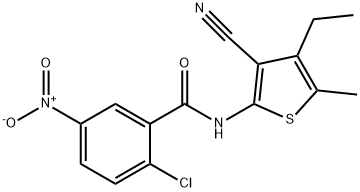 2-chloro-N-(3-cyano-4-ethyl-5-methylthiophen-2-yl)-5-nitrobenzamide 구조식 이미지