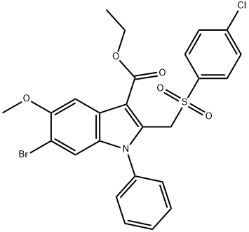 ethyl 6-bromo-2-[(4-chlorophenyl)sulfonylmethyl]-5-methoxy-1-phenylindole-3-carboxylate Structure
