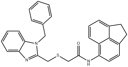 2-[(1-benzylbenzimidazol-2-yl)methylsulfanyl]-N-(1,2-dihydroacenaphthylen-5-yl)acetamide 구조식 이미지