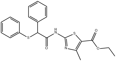 ethyl 4-methyl-2-[(2-phenyl-2-phenylsulfanylacetyl)amino]-1,3-thiazole-5-carboxylate 구조식 이미지