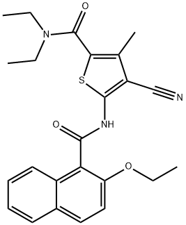 4-cyano-5-[(2-ethoxynaphthalene-1-carbonyl)amino]-N,N-diethyl-3-methylthiophene-2-carboxamide Structure