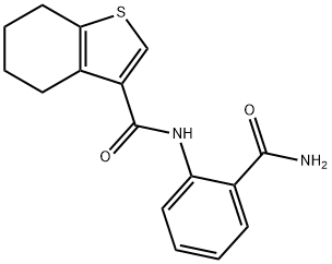 N-(2-carbamoylphenyl)-4,5,6,7-tetrahydro-1-benzothiophene-3-carboxamide 구조식 이미지