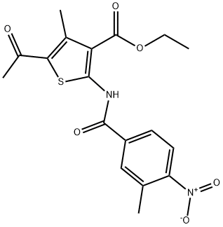 ethyl 5-acetyl-4-methyl-2-[(3-methyl-4-nitrobenzoyl)amino]thiophene-3-carboxylate 구조식 이미지