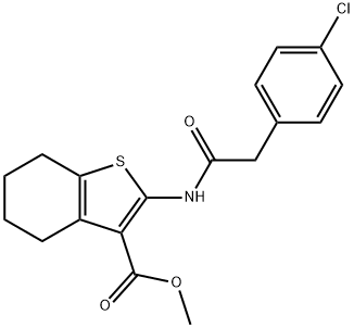 methyl 2-[[2-(4-chlorophenyl)acetyl]amino]-4,5,6,7-tetrahydro-1-benzothiophene-3-carboxylate 구조식 이미지