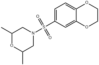 4-(2,3-dihydro-1,4-benzodioxin-6-ylsulfonyl)-2,6-dimethylmorpholine 구조식 이미지