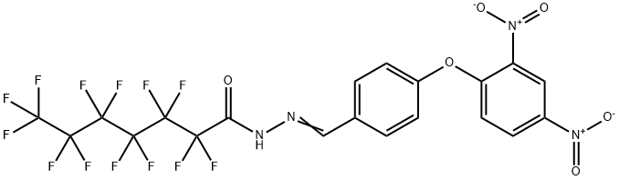 N-[(E)-[4-(2,4-dinitrophenoxy)phenyl]methylideneamino]-2,2,3,3,4,4,5,5,6,6,7,7,7-tridecafluoroheptanamide 구조식 이미지