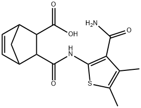 2-[(3-carbamoyl-4,5-dimethylthiophen-2-yl)carbamoyl]bicyclo[2.2.1]hept-5-ene-3-carboxylic acid 구조식 이미지