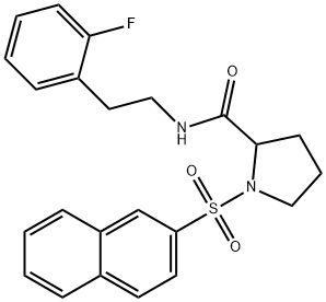 N-[2-(2-fluorophenyl)ethyl]-1-naphthalen-2-ylsulfonylpyrrolidine-2-carboxamide 구조식 이미지