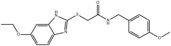 2-[(6-ethoxy-1H-benzimidazol-2-yl)sulfanyl]-N-[(4-methoxyphenyl)methyl]acetamide 구조식 이미지