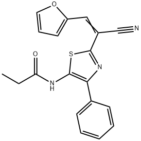 N-[2-[(Z)-1-cyano-2-(furan-2-yl)ethenyl]-4-phenyl-1,3-thiazol-5-yl]propanamide 구조식 이미지