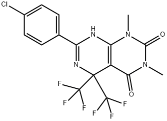 7-(4-chlorophenyl)-1,3-dimethyl-5,5-bis(trifluoromethyl)-8H-pyrimido[4,5-d]pyrimidine-2,4-dione 구조식 이미지