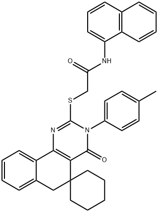 2-[3-(4-methylphenyl)-4-oxospiro[6H-benzo[h]quinazoline-5,1'-cyclohexane]-2-yl]sulfanyl-N-naphthalen-1-ylacetamide 구조식 이미지