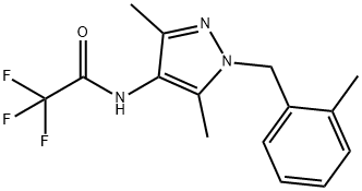 N-[3,5-dimethyl-1-[(2-methylphenyl)methyl]pyrazol-4-yl]-2,2,2-trifluoroacetamide 구조식 이미지