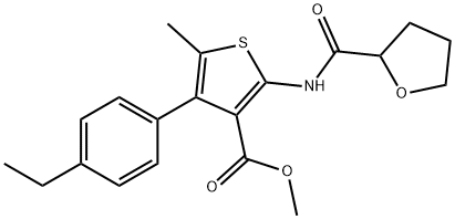 methyl 4-(4-ethylphenyl)-5-methyl-2-(oxolane-2-carbonylamino)thiophene-3-carboxylate 구조식 이미지