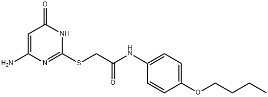 2-[(6-amino-4-oxo-1H-pyrimidin-2-yl)sulfanyl]-N-(4-butoxyphenyl)acetamide 구조식 이미지