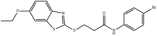 N-(4-bromophenyl)-3-[(6-ethoxy-1,3-benzothiazol-2-yl)sulfanyl]propanamide 구조식 이미지