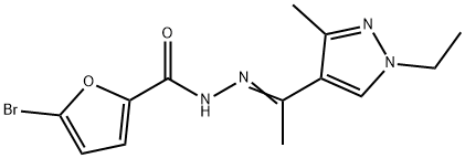 5-bromo-N-[(E)-1-(1-ethyl-3-methylpyrazol-4-yl)ethylideneamino]furan-2-carboxamide 구조식 이미지