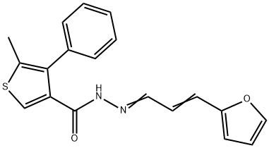 N-[(E)-[(E)-3-(furan-2-yl)prop-2-enylidene]amino]-5-methyl-4-phenylthiophene-3-carboxamide 구조식 이미지