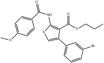 propyl 4-(3-bromophenyl)-2-[(4-methoxybenzoyl)amino]thiophene-3-carboxylate 구조식 이미지