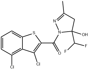 (3,4-dichloro-1-benzothiophen-2-yl)-[5-(difluoromethyl)-5-hydroxy-3-methyl-4H-pyrazol-1-yl]methanone Structure