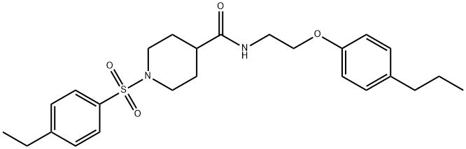 1-(4-ethylphenyl)sulfonyl-N-[2-(4-propylphenoxy)ethyl]piperidine-4-carboxamide 구조식 이미지