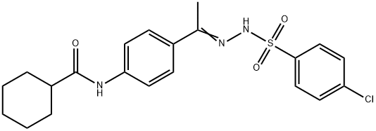 N-[4-[(Z)-N-[(4-chlorophenyl)sulfonylamino]-C-methylcarbonimidoyl]phenyl]cyclohexanecarboxamide 구조식 이미지
