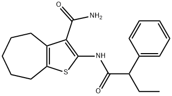 2-(2-phenylbutanoylamino)-5,6,7,8-tetrahydro-4H-cyclohepta[b]thiophene-3-carboxamide Structure