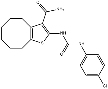 2-[(4-chlorophenyl)carbamoylamino]-4,5,6,7,8,9-hexahydrocycloocta[b]thiophene-3-carboxamide 구조식 이미지