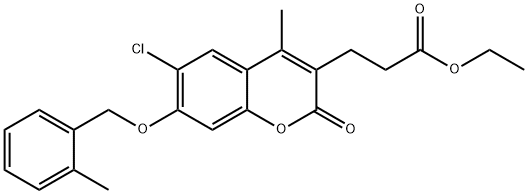 ethyl 3-[6-chloro-4-methyl-7-[(2-methylphenyl)methoxy]-2-oxochromen-3-yl]propanoate Structure