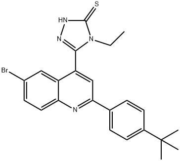 3-[6-bromo-2-(4-tert-butylphenyl)quinolin-4-yl]-4-ethyl-1H-1,2,4-triazole-5-thione Structure