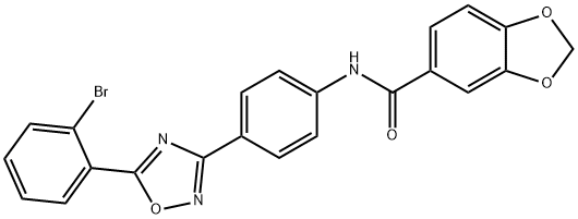 N-[4-[5-(2-bromophenyl)-1,2,4-oxadiazol-3-yl]phenyl]-1,3-benzodioxole-5-carboxamide 구조식 이미지
