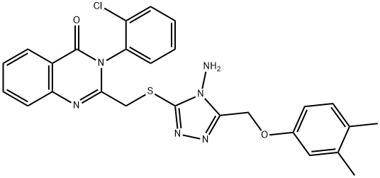 2-[[4-amino-5-[(3,4-dimethylphenoxy)methyl]-1,2,4-triazol-3-yl]sulfanylmethyl]-3-(2-chlorophenyl)quinazolin-4-one 구조식 이미지