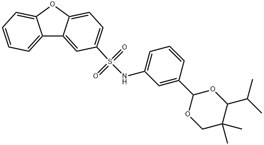 N-[3-(5,5-dimethyl-4-propan-2-yl-1,3-dioxan-2-yl)phenyl]dibenzofuran-2-sulfonamide 구조식 이미지