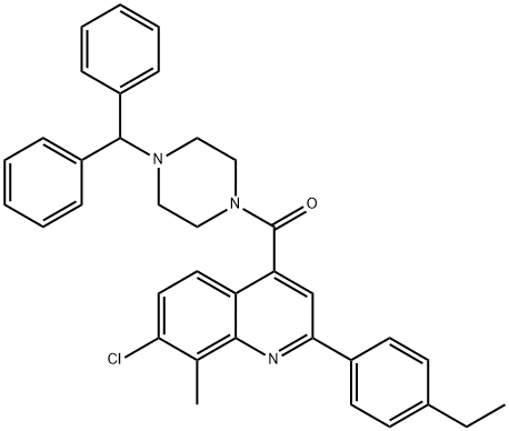 (4-benzhydrylpiperazin-1-yl)-[7-chloro-2-(4-ethylphenyl)-8-methylquinolin-4-yl]methanone Structure