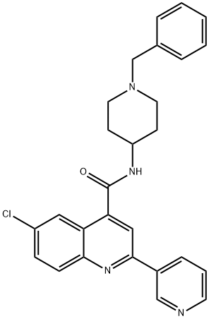 N-(1-benzylpiperidin-4-yl)-6-chloro-2-pyridin-3-ylquinoline-4-carboxamide 구조식 이미지