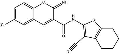 6-chloro-N-(3-cyano-4,5,6,7-tetrahydro-1-benzothiophen-2-yl)-2-iminochromene-3-carboxamide Structure