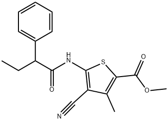 methyl 4-cyano-3-methyl-5-(2-phenylbutanoylamino)thiophene-2-carboxylate Structure