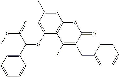 methyl 2-(3-benzyl-4,7-dimethyl-2-oxochromen-5-yl)oxy-2-phenylacetate 구조식 이미지