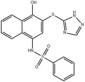 N-[4-hydroxy-3-(1H-1,2,4-triazol-5-ylsulfanyl)naphthalen-1-yl]benzenesulfonamide Structure