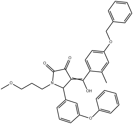 (4E)-4-[hydroxy-(2-methyl-4-phenylmethoxyphenyl)methylidene]-1-(3-methoxypropyl)-5-(3-phenoxyphenyl)pyrrolidine-2,3-dione Structure