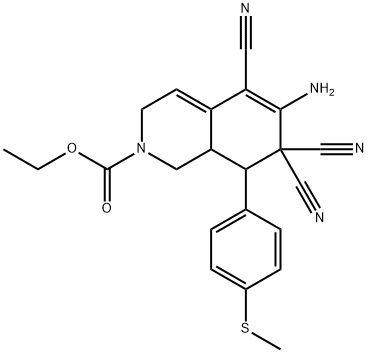 ethyl 6-amino-5,7,7-tricyano-8-(4-methylsulfanylphenyl)-1,3,8,8a-tetrahydroisoquinoline-2-carboxylate Structure