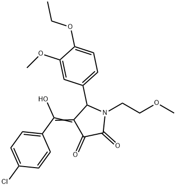 (4E)-4-[(4-chlorophenyl)-hydroxymethylidene]-5-(4-ethoxy-3-methoxyphenyl)-1-(2-methoxyethyl)pyrrolidine-2,3-dione 구조식 이미지