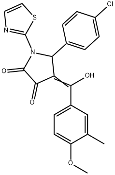 (4E)-5-(4-chlorophenyl)-4-[hydroxy-(4-methoxy-3-methylphenyl)methylidene]-1-(1,3-thiazol-2-yl)pyrrolidine-2,3-dione Structure